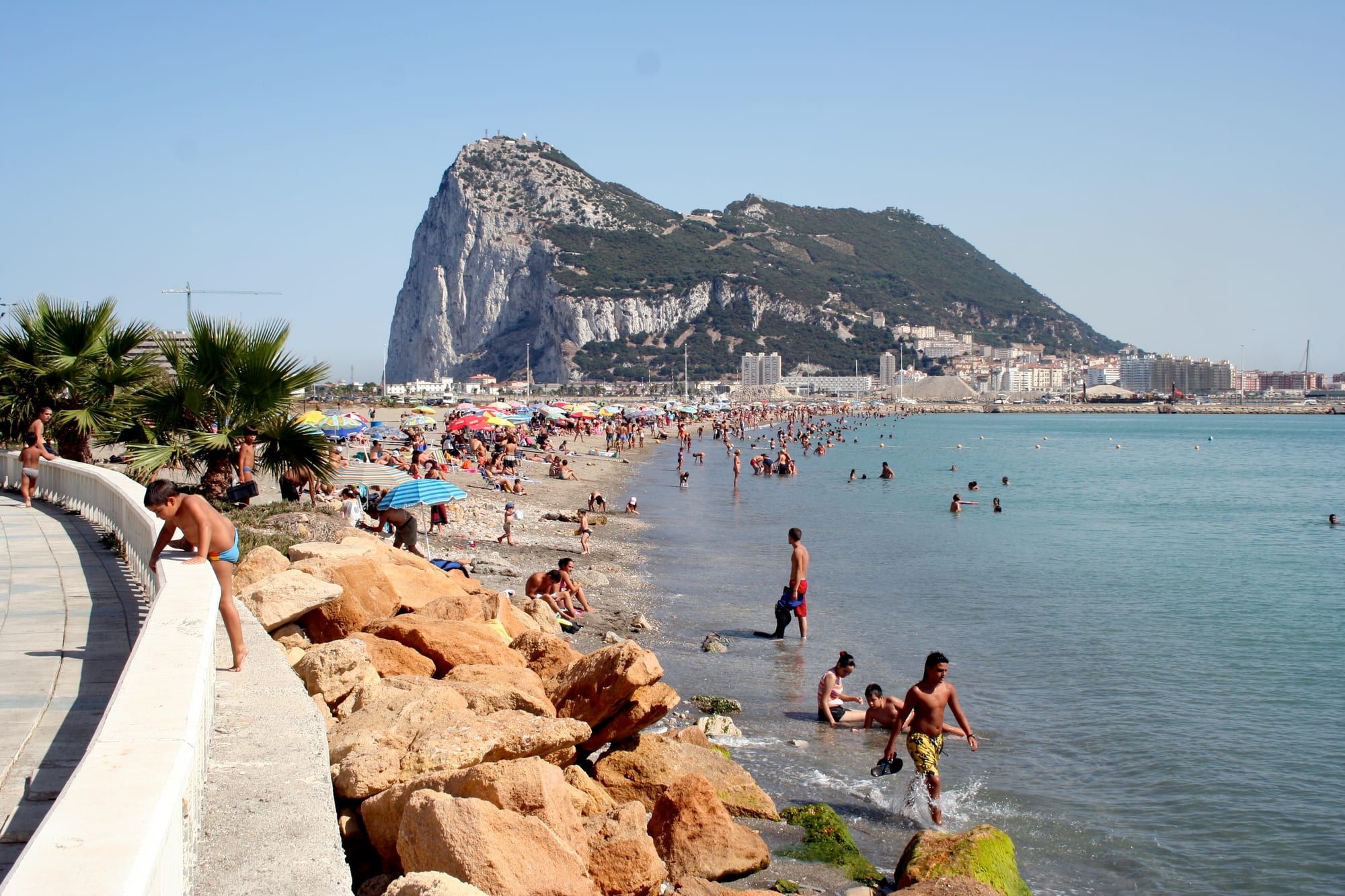 Playa de Poniente in La Línea with the Rock of Gibraltar behind