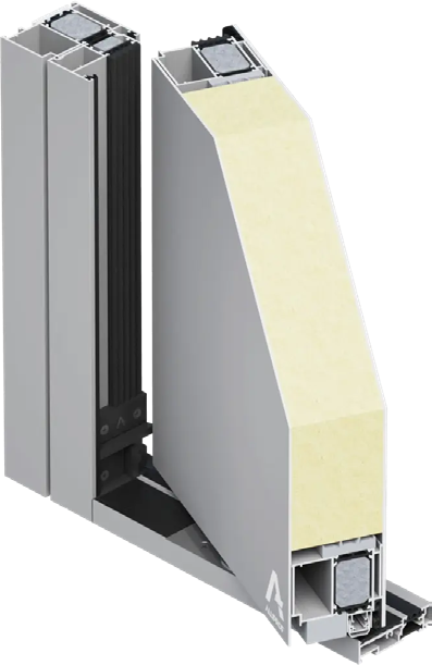 Corte del perfil de puerta de aluminio MB-86N Pivot con panel aislante
